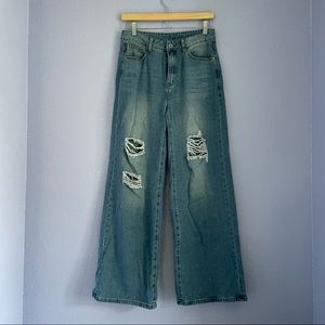 Shein Distressed Wide Leg Jeans